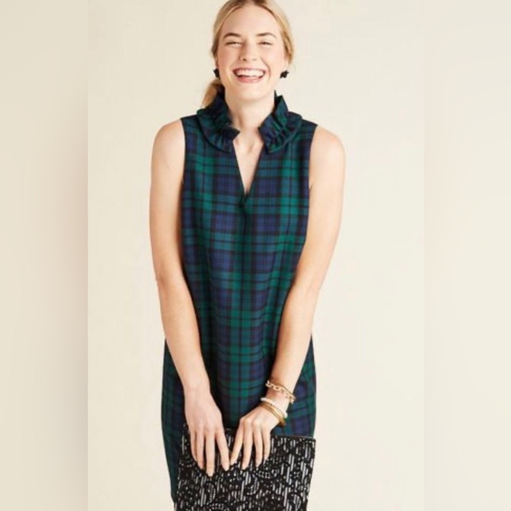 Vineyard Vines Blue and Green Plaid Midi Dress - Picture 7 of 7